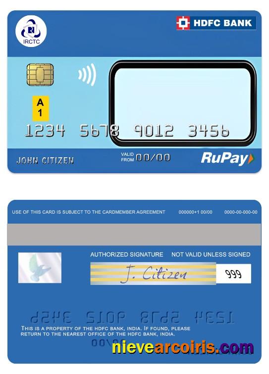 India IRCTC HDFC Bank RuPay Credit Card
